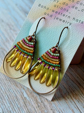 Load image into Gallery viewer, Rustic Copper Beaded Petal Fan Earrings, Hypoallergenic

