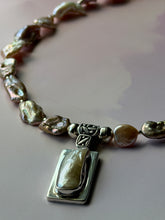 Load image into Gallery viewer, Mermaid Blushful Baroque  Pearl Sterling Silver Statement Necklace
