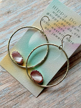 Load image into Gallery viewer, Pink Mussel Shell Sterling Silver Hoop Dangle Earrings
