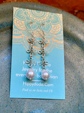 Load image into Gallery viewer, Sterling Silver Daisy and Freshwater Pearl Dangle o
