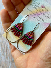 Load image into Gallery viewer, Rustic Copper Beaded Petal Fan Earrings, Hypoallergenic
