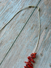 Load image into Gallery viewer, Red Coral Stick and Liquid SterlingSilver Necklace
