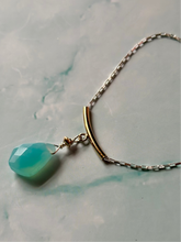 Load image into Gallery viewer, Color Therapy Aqua Chalcedony Mixed Metal Goddess Necklace
