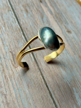 Load image into Gallery viewer, SALTY COLLECTION Mabe Pearl Mixed Metal Sterling and Brass Adjustable Cuff
