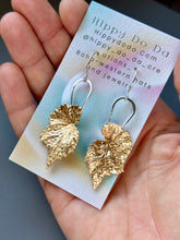 Load image into Gallery viewer, Large Silver and Gold, Brass Leaf and Sterling Dangle Earrings

