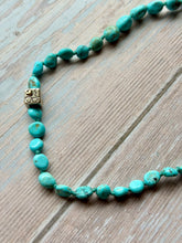 Load image into Gallery viewer, Autumn Refresh Hand Knotted Campitos Turquoise and Sterling Silver Heart Charm Necklace
