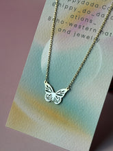 Load image into Gallery viewer, Vintage Sterling Silver and Vermeil Butterfly Necklace
