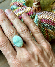 Load image into Gallery viewer, Green Argonite Sterling Silver Ring, Size 7.75
