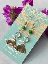 Load image into Gallery viewer, Color Therapy Aqua Chalcedony and Chrysoprase Bohemian Gold Fill Dangles
