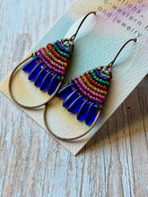 Load image into Gallery viewer, Rustic Copper Beaded Petal Fan Earrings, Hypoallergenic
