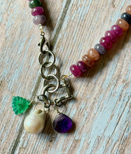 Load image into Gallery viewer, Sugar Plum Jade Beaded Carabiner Necklace
