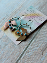 Load image into Gallery viewer, Kingman Turquoise Copper and Sterling Silver Birdie Dangles
