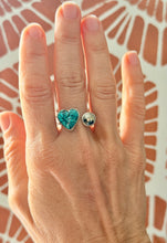 Load image into Gallery viewer, Hubei Turquoise and Pyrite Sterling Silver Open Ring
