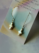 Load image into Gallery viewer, Mermaid Freshwater Cross Pearl Gold Fill Dangles
