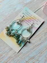 Load image into Gallery viewer, Vintage Labradorite and Grey Freshwater Sterling Silver Dangle Earrings
