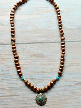 Load image into Gallery viewer, Vintage Turquoise and Coppery Freshwater Sterling Silver Necklace
