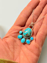 Load image into Gallery viewer, Kingman Turquoise Flower Cluster Sterling Silver Necklace
