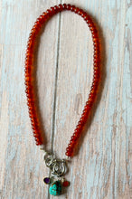 Load image into Gallery viewer, Tangerine Jade Beaded Carabiner Necklace
