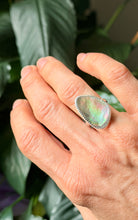 Load image into Gallery viewer, Black Mother of Pearl Sterling Silver Ring, size 5.75
