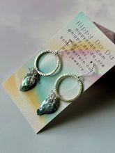 Load image into Gallery viewer, Mermaid Iridescent Peacock Pearl and Tiny Amethyst Sterling Silver Dangle Earrings
