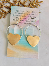 Load image into Gallery viewer, TBFL Collection, Mixed Metal Brass Heart Dangle Earrings
