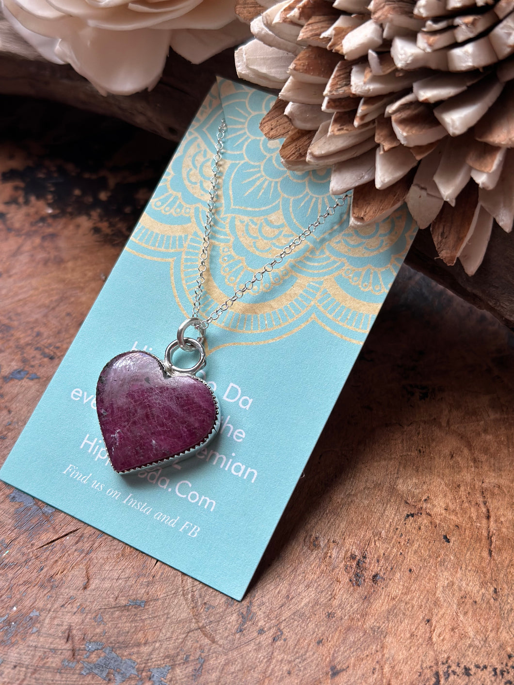 Indian Ruby Heart Sterling Silver Necklace