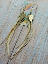 Load image into Gallery viewer, Light As A Feather FUN Rooster Feather Gold Earrings
