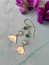 Load image into Gallery viewer, Color Therapy Aqua Chalcedony and Chrysoprase Bohemian Gold Fill Dangles
