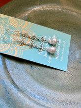 Load image into Gallery viewer, Sterling Silver Daisy and Freshwater Pearl Dangle o
