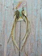 Load image into Gallery viewer, Light As A Feather FUN Rooster Feather Gold Earrings

