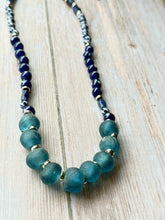 Load image into Gallery viewer, Autumn Refresh Vintage Sea Glass and Sodalite Gemstone Necklace
