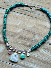 Load image into Gallery viewer, Moonstone and turquoise beaded necklace
