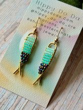 Load image into Gallery viewer, Beaded Brass Fishy Dangle Earrings

