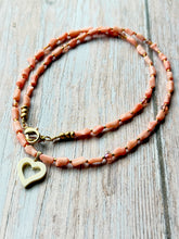 Load image into Gallery viewer, Autumn Refresh Vintage Heart Pendant and Pink Coral Necklace

