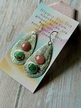 Load image into Gallery viewer, Guava Quartz and Sonoran Gold Boho Sterling Silver Earrings

