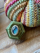 Load image into Gallery viewer, Bodhi Leaf Inlay Aurora Opal, Sterling Silver Ring, Size 9.5
