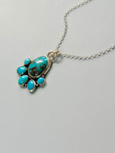 Load image into Gallery viewer, Kingman Turquoise Flower Cluster Sterling Silver Necklace
