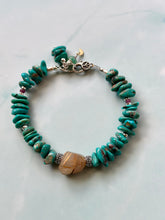 Load image into Gallery viewer, Rutilated Golden Quartz and Hubei Turquoise Sterling Silver Bracelet
