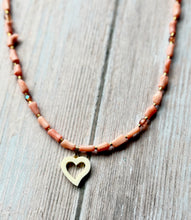 Load image into Gallery viewer, Autumn Refresh Vintage Heart Pendant and Pink Coral Necklace
