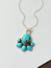 Load image into Gallery viewer, Kingman Turquoise Flower Cluster Sterling Silver Necklace
