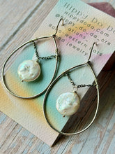 Load image into Gallery viewer, Freshwater Coin Pearl Sterling Silver Teardrop Earrings
