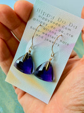 Load image into Gallery viewer, Treasure Trunk Dark Purple Amethyst Hammered Dangle Earrings
