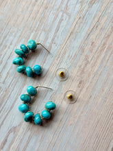 Load image into Gallery viewer, Vintage Sonoran Blue Nugget Sterling Silver Hoop Dangles
