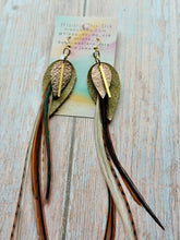 Load image into Gallery viewer, Light As A Feather FUN Rooster Feather Gold Earrings
