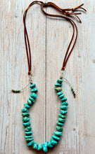 Load image into Gallery viewer, Autumn Refresh  Rugged Kingman Nugget Leather Adjustable Necklace

