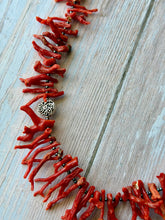 Load image into Gallery viewer, Red Coral Stick and Liquid SterlingSilver Necklace

