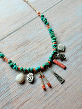 Load image into Gallery viewer, Vintage Charmed Turquoise and Coral Beaded Necklace
