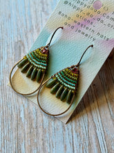Load image into Gallery viewer, Rustic Copper Beaded Petal Fan Earrings, Hypoallergenic
