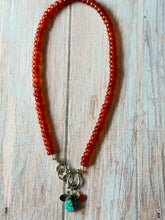 Load image into Gallery viewer, Tangerine Jade Beaded Carabiner Necklace
