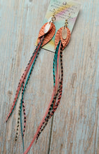 Load image into Gallery viewer, Light As A Feather FUN Rooster Feather Gold Earrings
